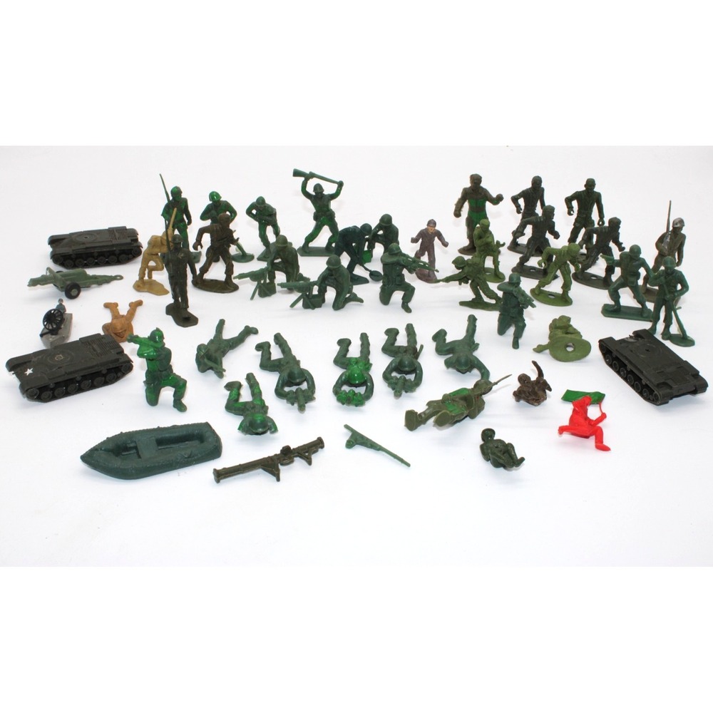 VTG 50s-60s Army Men - Lot of 46 - Green TIM-MEE, MPC & Mixed